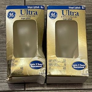 2 New GE Ultra Xtra Long Life  Halogen Lightbulbs